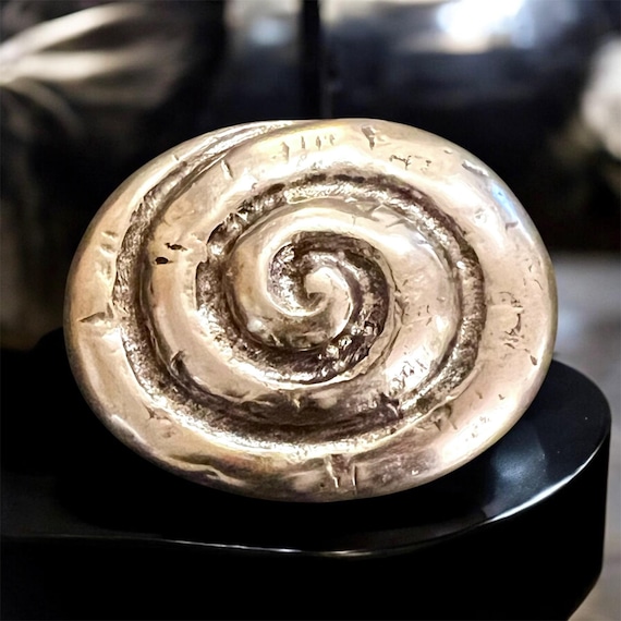 Ebb and flow belt buckle snail fossil silver - Maritime belt buckle snail for interchangeable belts with 4 cm width