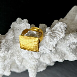 Ebb and flow ring Baltic Sea gold square 22K matt gold plated ring gold plated by ebbe und flut® image 3