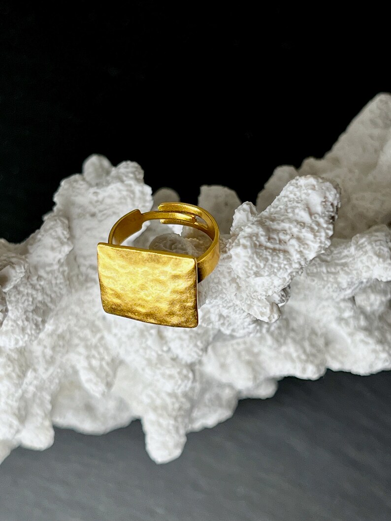 Ebb and flow ring Baltic Sea gold square 22K matt gold plated ring gold plated by ebbe und flut® image 3