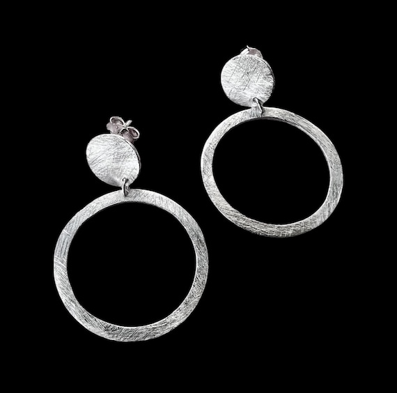 Ebb and Flow Stud Earrings Silver North Sea Shine, Solid Silver, Ice Matt, Matte Silver