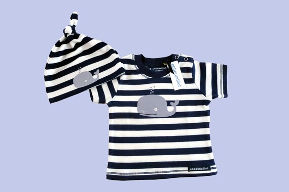 Maritimes Baby-shirt & Hat wal-fair Trade-hamburg gift, baby gift, baby set, set, wal, anker, Fair trade, hamburg, Babyshirt