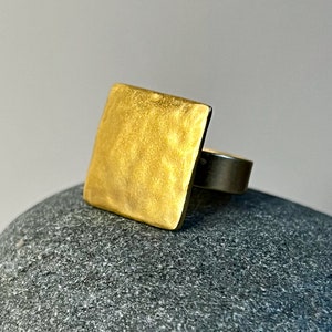Ebb and flow ring Baltic Sea gold square 22K matt gold plated ring gold plated by ebbe und flut® image 6