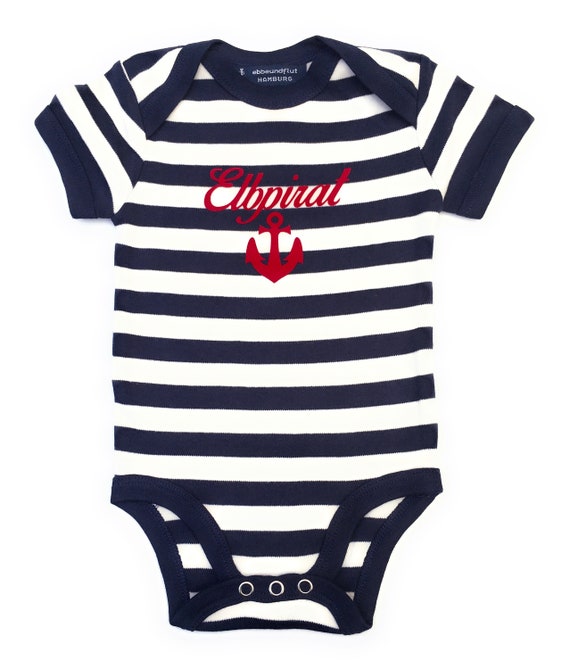 Ebb and flow baby body Elbpirat, maritime baby gift for birth, anchor Hamburg, ebb and flow®