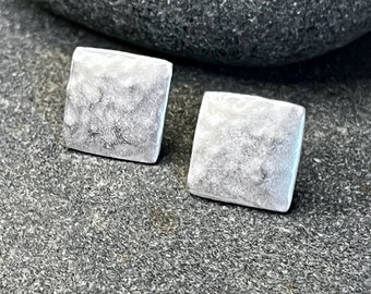 Ebbe und Flut ear studs North Sea silver square - matt silver plated - earrings from ebbe und flut®