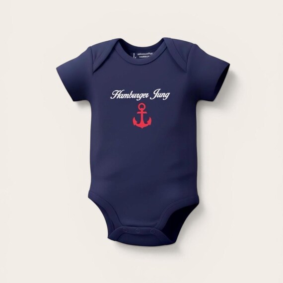Ebb and Flow Maritime Baby Bodysuit Hamburger Jung - Fair Trade, Baby Gift for Birth, Hamburg Gift Anchor