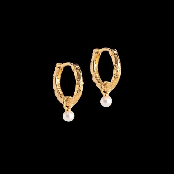 Hoops klein Perlen 925 Silber 18 K vergoldet -  Perlenschmuck, edle Ohrringe von Enamel Copenhagen