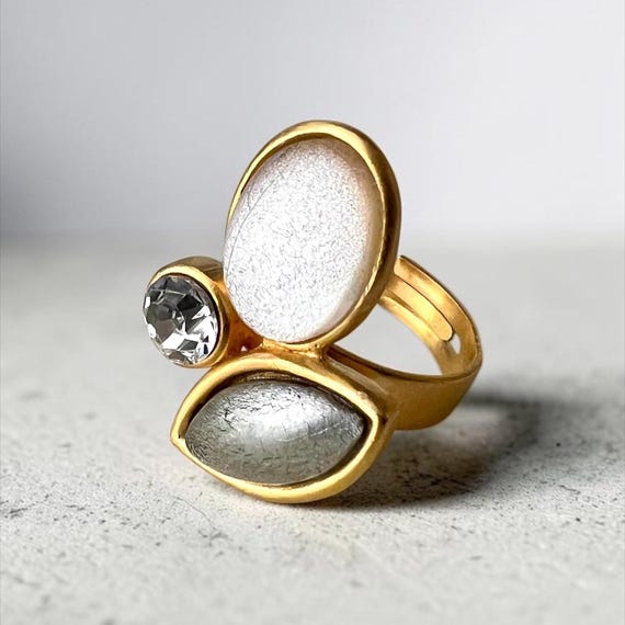 Ebb and Flow Statement Ring Baltic Gold - elegant women's ring, handcrafted designer jewelry