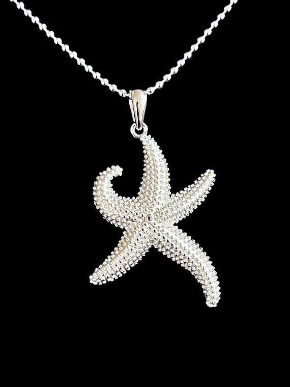 Starfish Necklace Silver - Chain with starfish pendant size M made of 925 sterling silver, ebb and flow