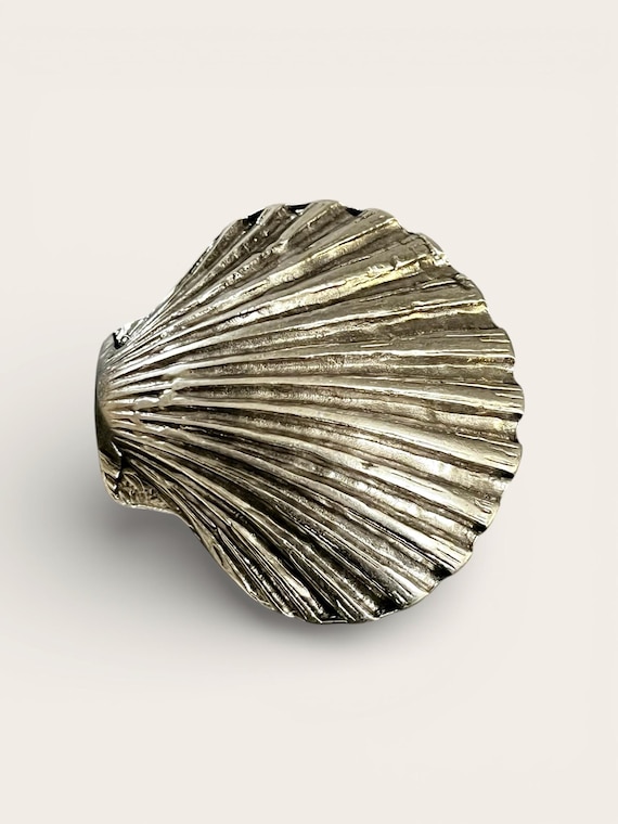 Ebb and Flow Belt Buckle Shell Silver Large - Modern Design Accessory, Statement Buckle for Interchangeable Belts with a 4 cm Width