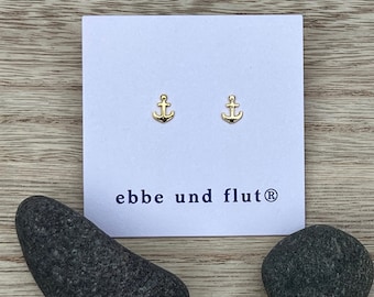 Ebbe und Flut Ohrstecker Anker gold - Maritimer Ohrstecker Anker gold von ebbe und flut®