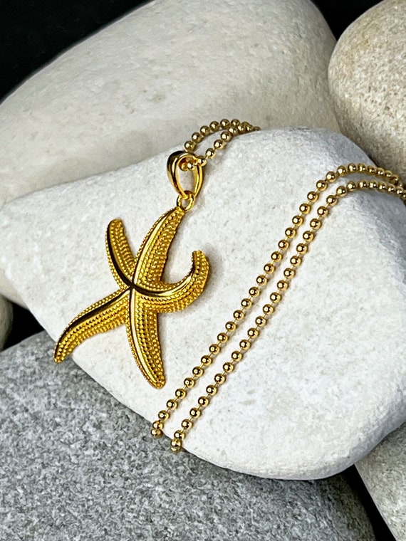 Ebb and flow necklace starfish gold - chain with pendant starfish size M 18k gold-plated 925 sterling silver