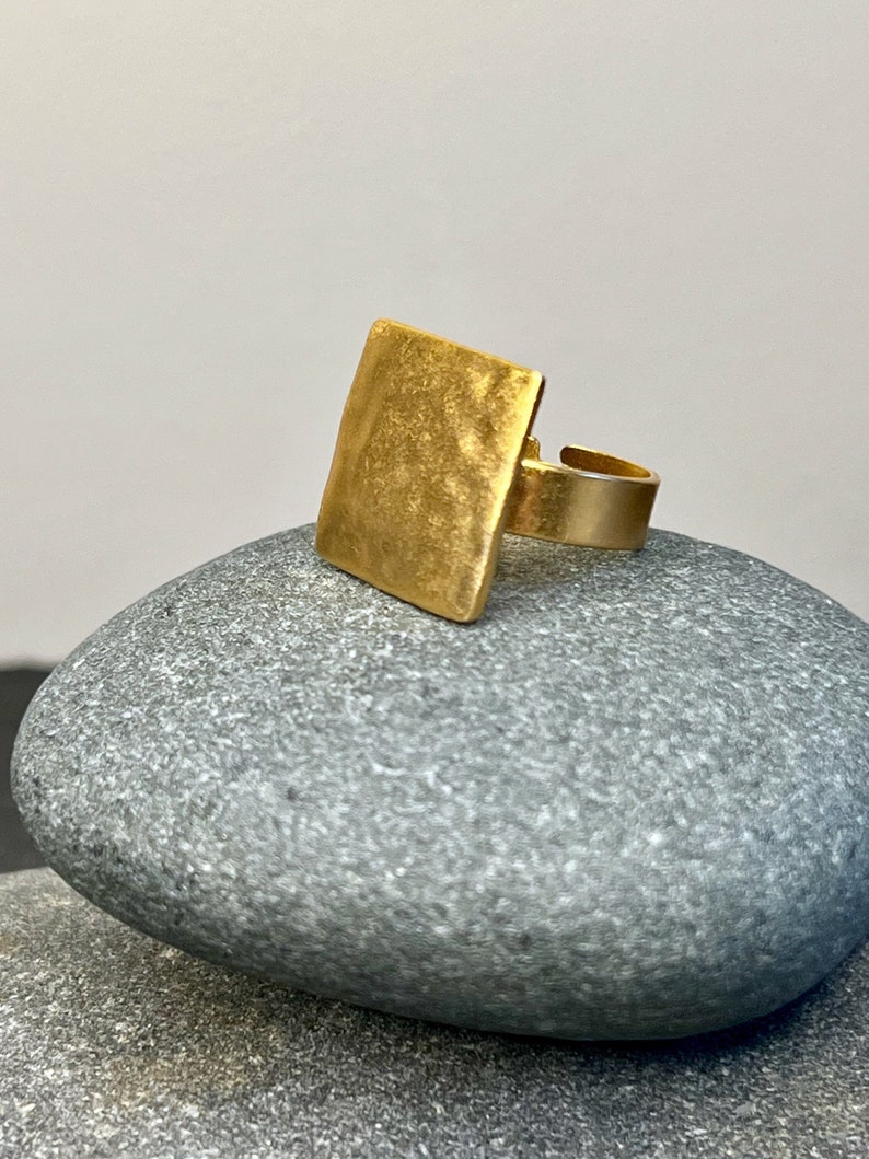 Ebb and flow ring Baltic Sea gold square 22K matt gold plated ring gold plated by ebbe und flut® image 4
