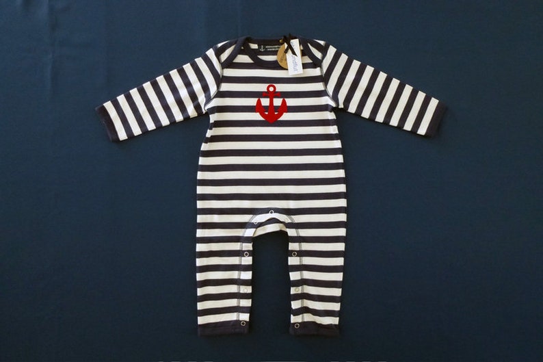 Ebb and flow maritime baby romper ancre Hambourg Commerce équitable & biologique Cadeaux de Hambourg, cadeau de naissance, flux et reflux® image 2