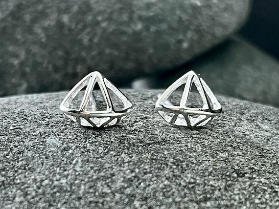 Ebbe und Flut stud earrings diamond silver - earrings Elbdiamant Origami from ebbe und flut®