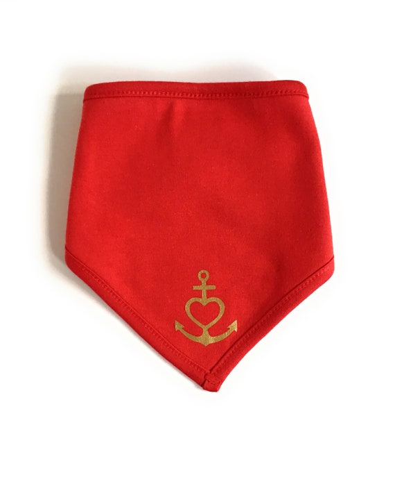 Baby neckerchief "anchor with heart" rot/gold-fair-faith, love, hope, neckerchief with push buttons, double agony, gift to give birth