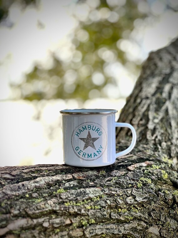 Ebb and flow enamel mug Hamburg - Maritime mug gift motif Hamburg printed mug