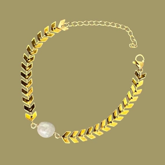 Ebb and flow bracelet with freshwater pearl Palma - Boho bracelet stainless steel pearl