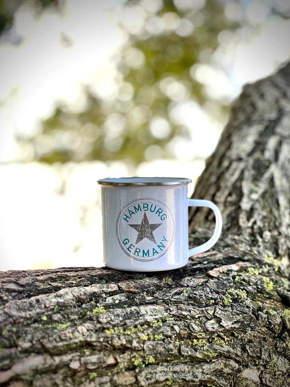 Ebb and flow enamel mug Hamburg - Maritime mug gift motif Hamburg printed mug
