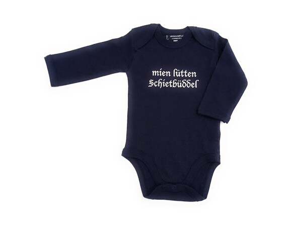 Baby Bodysuit "mien lütten Schietbüddel" - Fair Trade & Organic - Long-sleevedbody, Schietbüddel, Schietbüdel, Plattdeutsch