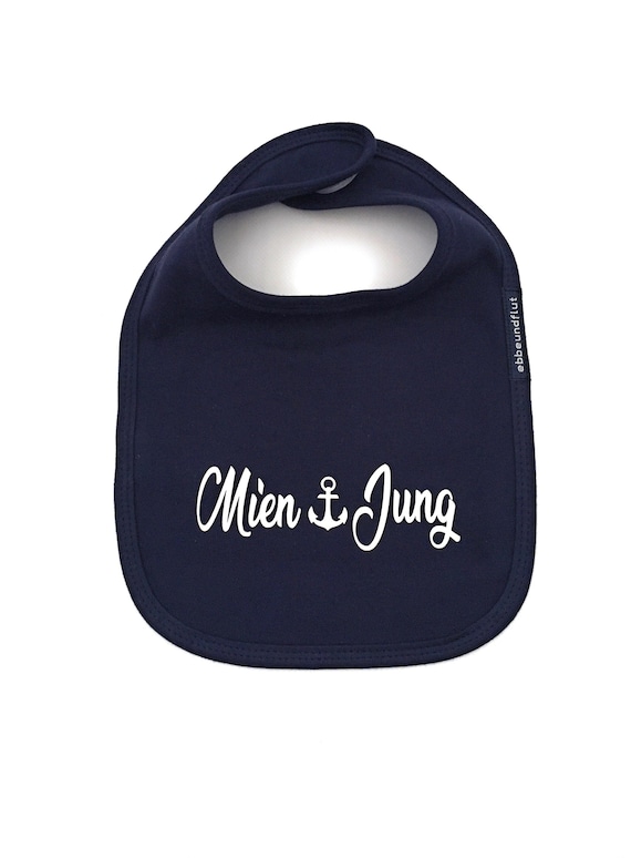 Ebb and flow baby bib Mien Jung dark blue, bib anchor, Hamburger Jung, baby gift for birth, ebbe und flut®