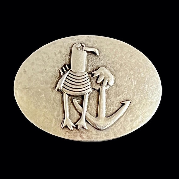 Ebb and flow belt buckle seagull anchor - Maritime belt buckle anchor seagull for interchangeable belts with 4 cm width