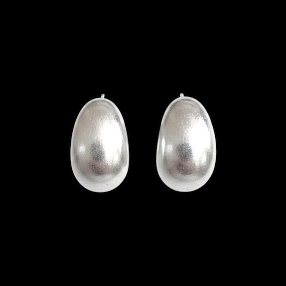 Ebb and Flow Silver Half Hoop Earrings "Dune Arch" North Sea - minimalist stud earrings, matte silver plated - C-shape - modern & timeless