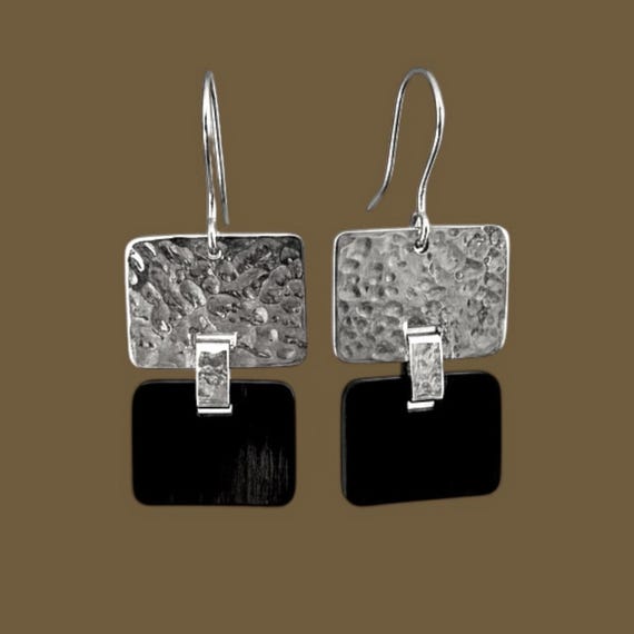Ebb and Flow Earrings Silvertide Black - geometric earrings in silver & black | nautical minimalist
