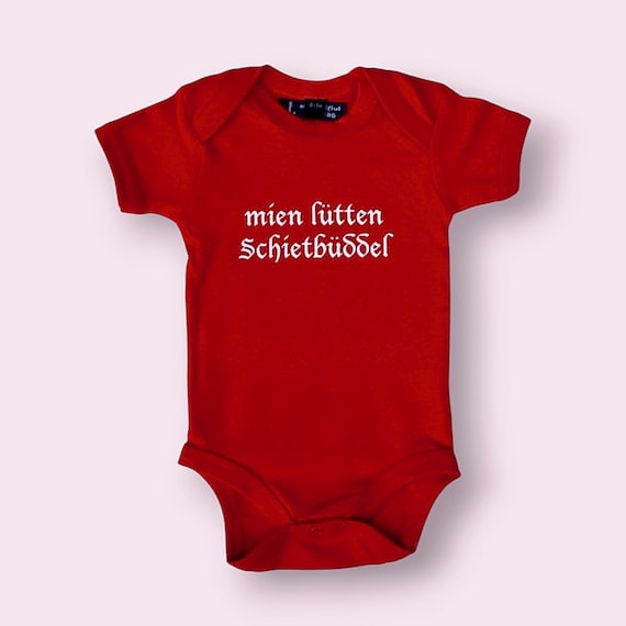 Ebb and flow baby bodysuit my little Schietbüddel in red, Hamburger Deern, baby gift Hamburg, North German