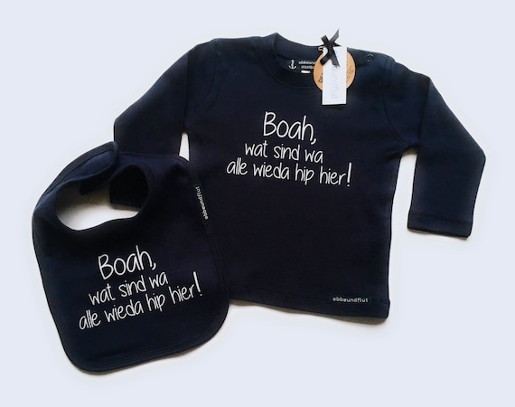 Set Baby Shirt & Bib "Boah, wat are wa all likeda hip here!" - fair - Berlin gifts, bibs and top, Berlin, Berlin Jung