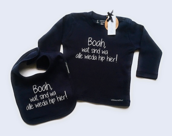 Ebb and Flow Set Baby Shirt & Bib "Wow, everyone is really hip here!" Berlin, Hamburg, Munich