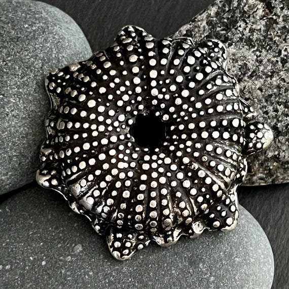 Ebb and Flow Belt Buckle Sea Urchin Silver - Maritime Belt Buckle Sea Urchin for Interchangeable Belts with 4 cm Width