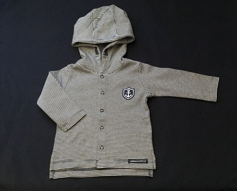 gift to give birth anchor Baby jacket Small captain in organic cotton-blue blue white striped-fair /& bio anchor coat of arms maritime jacket