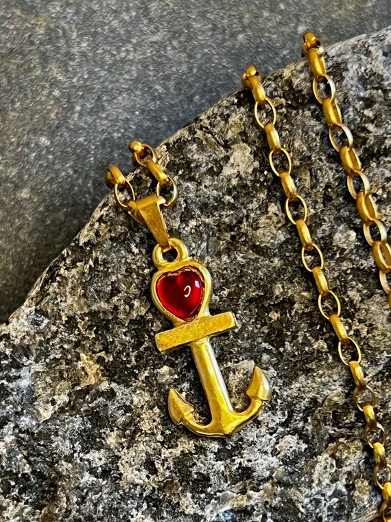 Nautical Anchor Rope Pendant Necklace in Solid Gold (Yellow/Rose/White) Rose Gold | Factory Direct Jewelry