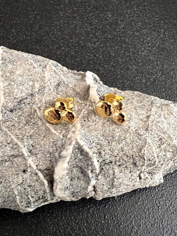 Ebb and Flow Earrings Baltic Sea Beach Gold Shiny - 22K Gold Plated Hammered Earrings