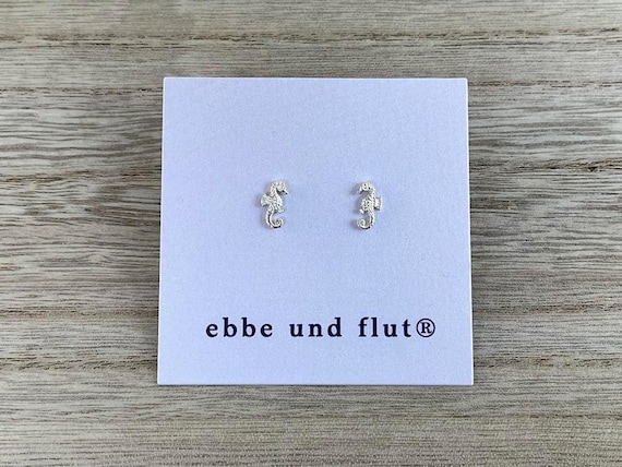 Ebb and Flow Seahorse Stud Earrings - Maritime Earrings 925 Silver by ebbe und flut®