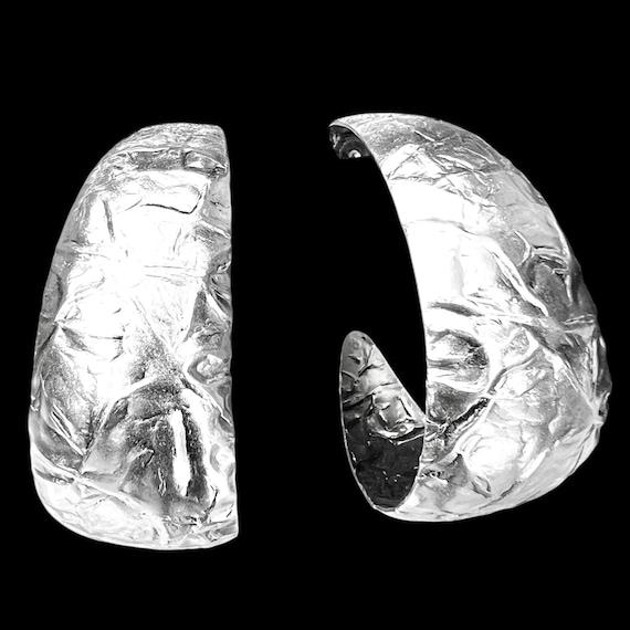 Ebb and flow earrings North Sea silver embossed large - earrings North Sea matt silver-plated paper
