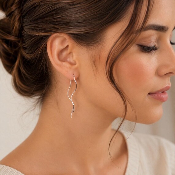 Spiral-Durchzieher Ohrringe aus 925 Sterling Silber - elegante Ohrringe
