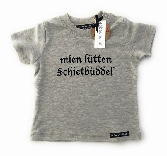 Baby-Shirt "mien lütten Schietbüddel" grey - FT - Schietbüdel, Schietbüddel, Hamburggeschenk, Babygeschenk, lütt, ebbe und flut®