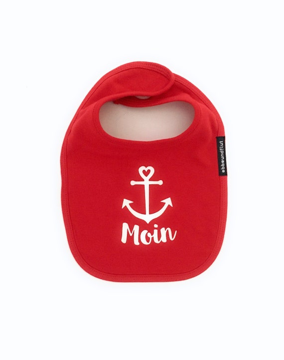 Ebbe und Flut Baby Bib Moin Anchor in red with Velcro fastener, Bib Anchor, Baby Gift for Birth, ebbe und flut®