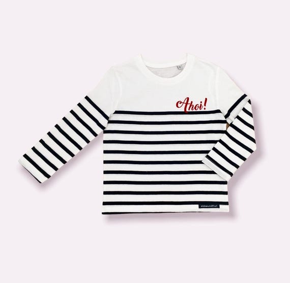 Ebb and Flow Shirt Ahoy! white and blue striped, maritime children's long-sleeved Ahoy from ebbe und flut®