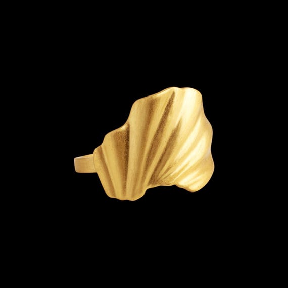 Enamel Copenhagen Ring Wave gold - Grössenverstellbarer Ring Gr. 54-58 -  925 Silber 18 K vergoldet