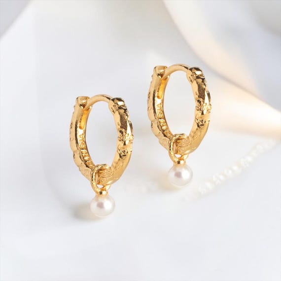 Hoops klein Perlen 925 Silber 18 K vergoldet -  Perlenschmuck, edle Ohrringe von Enamel Copenhagen