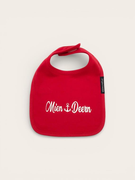 Ebb and Flow Baby Bib Mien Deern Red - Fair Trade & Organic - Bib Hamburger Deern, Baby Gift for Birth, ebbe und flut®