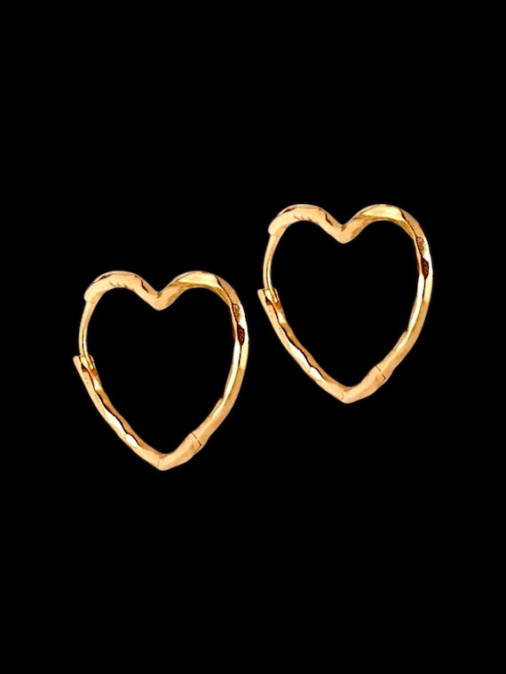 Enamel Copenhagen Hoops organic Heart Medium, Ohrringe 925 Silber 18 K vergoldet, Hochzeitsschmuck, eleganter Brautschmuck, Statementschmuck
