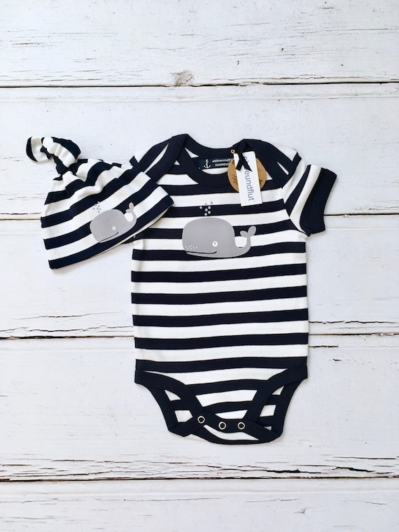 Maritime Baby Set Whale - Fair Trade & Organic - Baby Gift for Birth, Hamburg, Baby Set Striped, Ebb and Flow®
