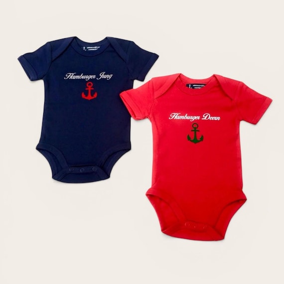 Ebb and Flow Maritime Baby Set - Baby Bodysuit Hamburg Boy & Baby Bodysuit Hamburg Girl, Baby Gift Hamburg