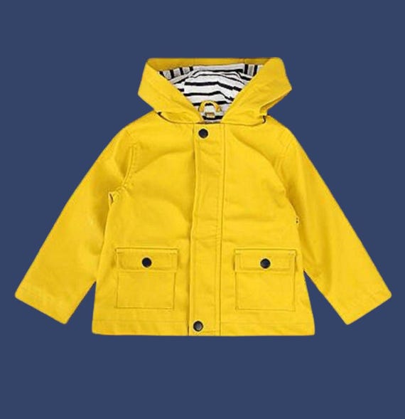 Ebbe und Flut children's rain jacket, Friesennerz, yellow, lined, blue and white striped, Hamburg, North German, ebbe und flut®