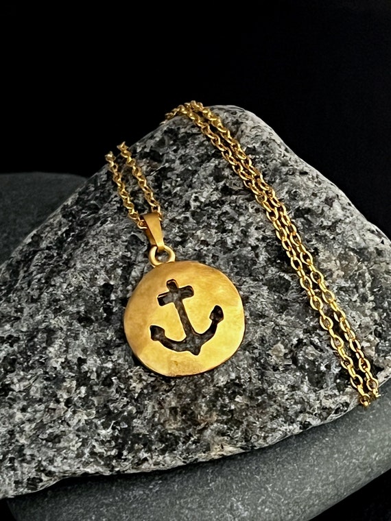 Ebb and flow necklace anchor 22K matt gold plated - maritime anchor chain ebbe und flut®