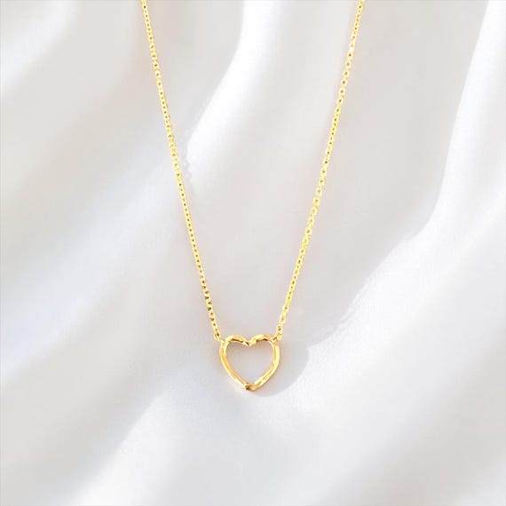 Enamel Copenhagen Halskette organic Heart, 925 Silber 18 K vergoldet, Hochzeitsschmuck, eleganter Brautschmuck