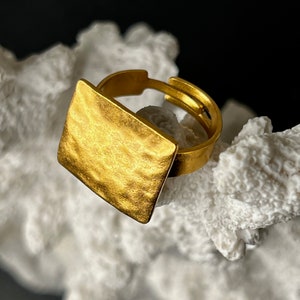 Ebb and flow ring Baltic Sea gold square 22K matt gold plated ring gold plated by ebbe und flut® image 1